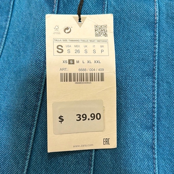 Zara Size Small Box Pleated Denim Skirt Petrol Blue - Picture 4 of 4